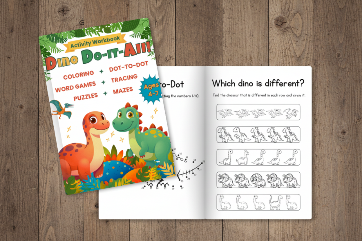Dino Do-It-All Workbook: Screen-Free Dinosaur Activities for Kids Ages 4–7