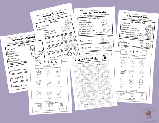 CVC Read & Write + Vowel Practice Packet
