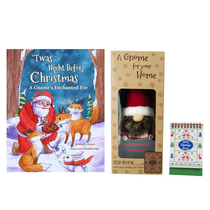 Neil the Gnome gift set contents: Christmas picture book, boxed gnome and Neil's Gnome Notes